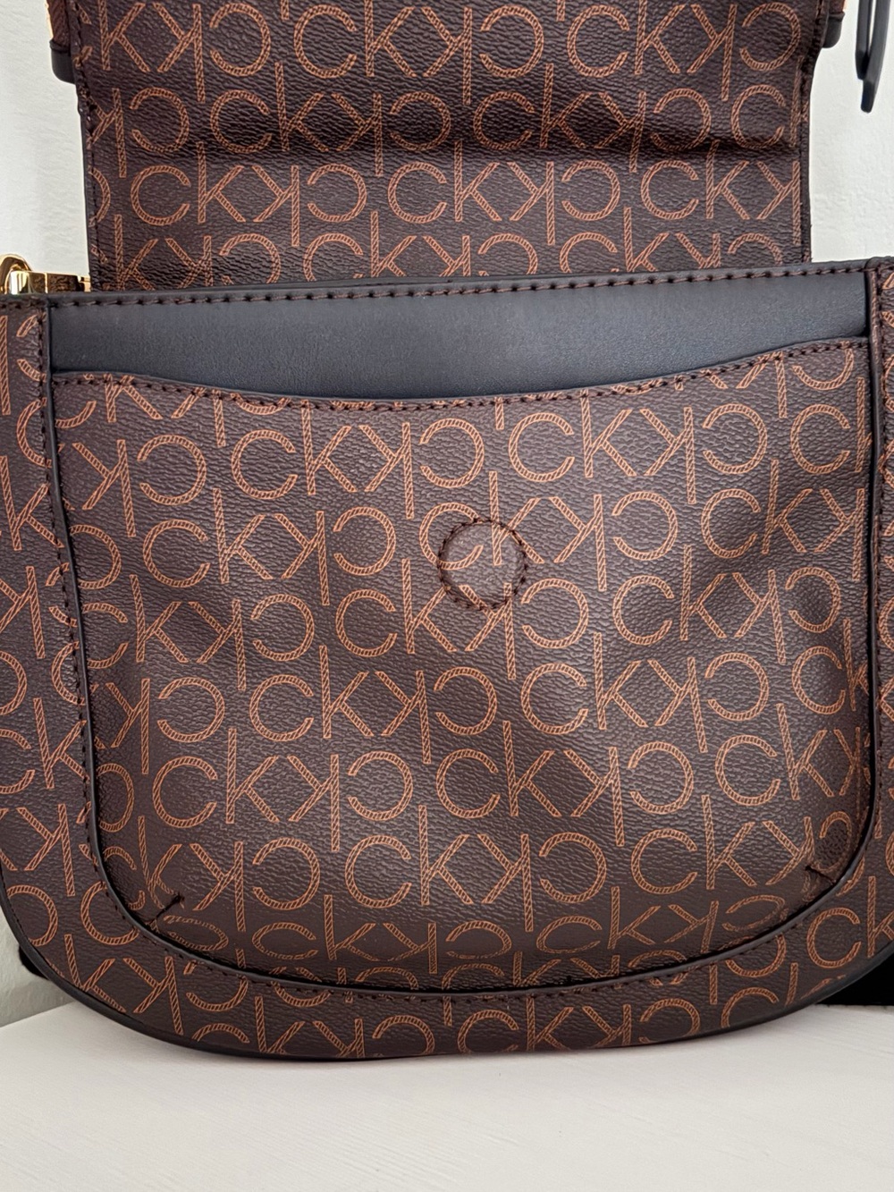 Calvin Klein Brown Monogram Crossbody Bag - Picture 5 of 6